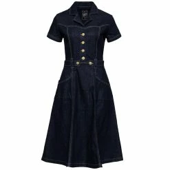 Queen Kerosin Denim Swing Dress - Blanko