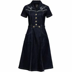 Queen Kerosin Denim Swing Dress - Flowers
