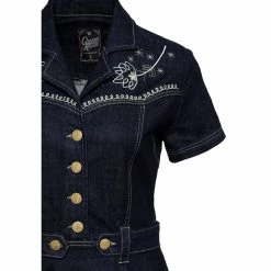 Queen Kerosin Denim Swing Dress - Flowers 8 Queen Kerosin Denim Swing Dress - Flowers -The Rock Shop - shop queen kerosin denim swing dress flowers3