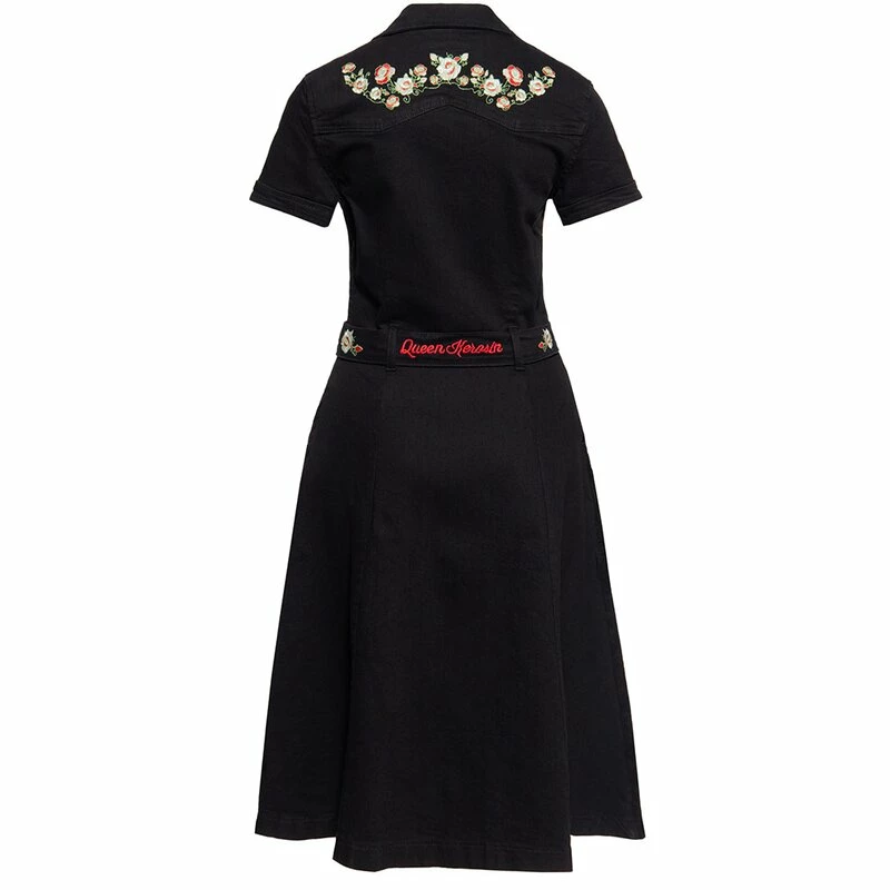 Queen Kerosin Denim Swing Dress - Western Black 2 Queen Kerosin Denim Swing Dress - Western Black - Image 2