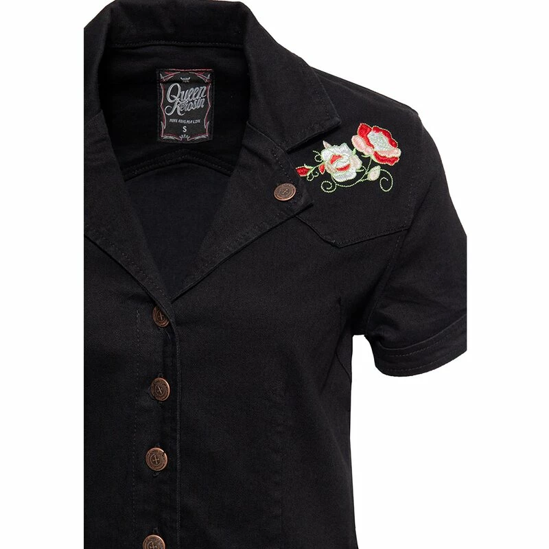 Queen Kerosin Denim Swing Dress - Western Black 3 Queen Kerosin Denim Swing Dress - Western Black - Image 3