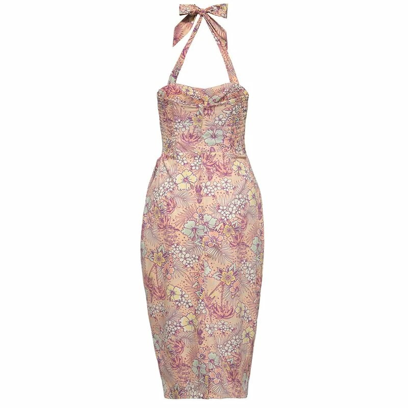 Queen Kerosin Neckholder Dress - Tropical Coral 2 Queen Kerosin Neckholder Dress - Tropical Coral - Image 2