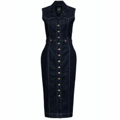 Queen Kerosin Pencil Dress - Dark Blue Western