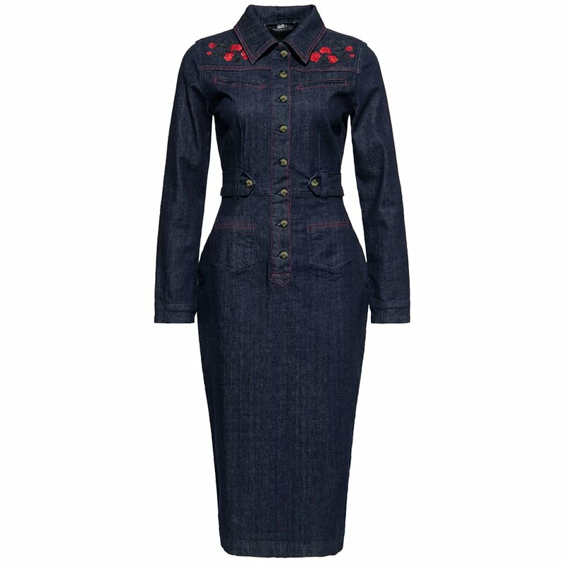 Queen Kerosin Pencil Dress - Western Roses 1 Queen Kerosin Pencil Dress - Western Roses