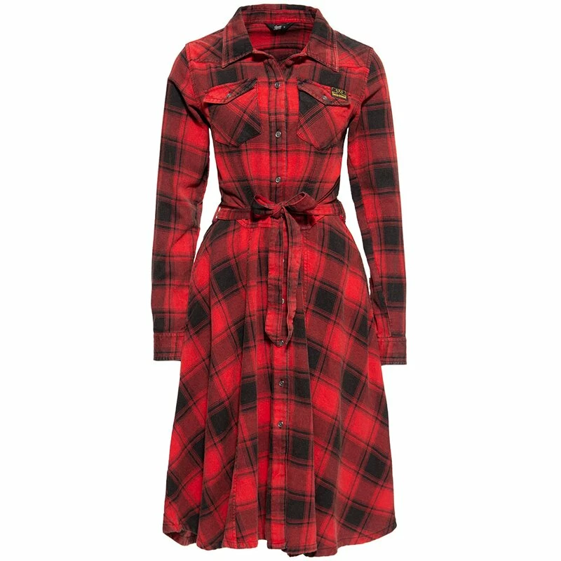 Queen Kerosin Shirt Dress - Acidwashed Check Red 1 Queen Kerosin Shirt Dress - Acidwashed Check Red