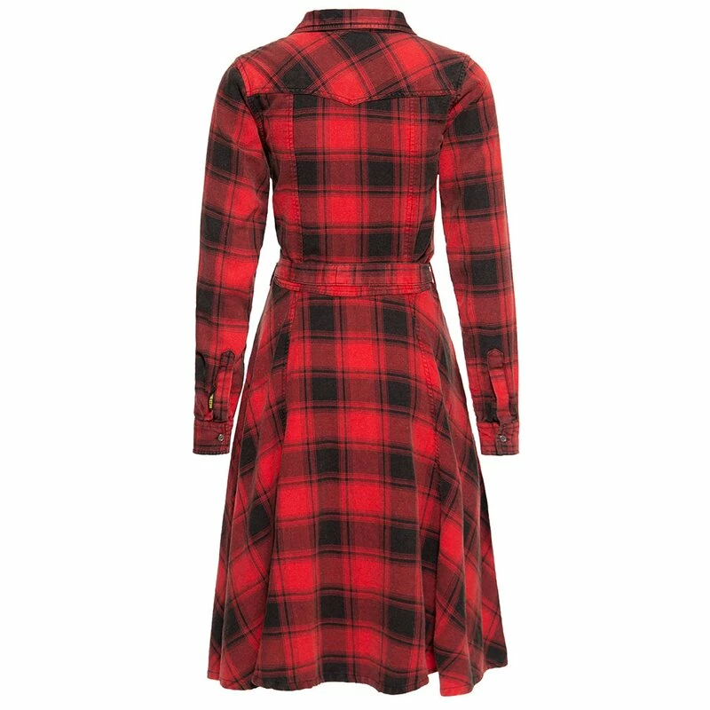 Queen Kerosin Shirt Dress - Acidwashed Check Red 2 Queen Kerosin Shirt Dress - Acidwashed Check Red - Image 2