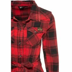 Queen Kerosin Shirt Dress - Acidwashed Check Red 7 Queen Kerosin Shirt Dress - Acidwashed Check Red -The Rock Shop - shop queen kerosin shirt dress acidwashed check red3