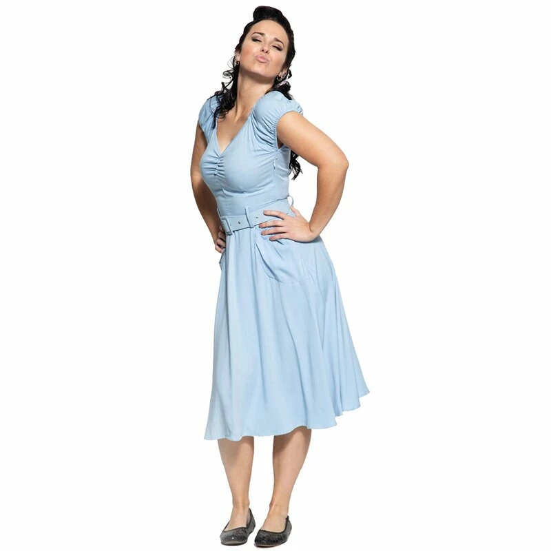 Queen Kerosin Swing Dress - Mid Blue 1 Queen Kerosin Swing Dress - Mid Blue
