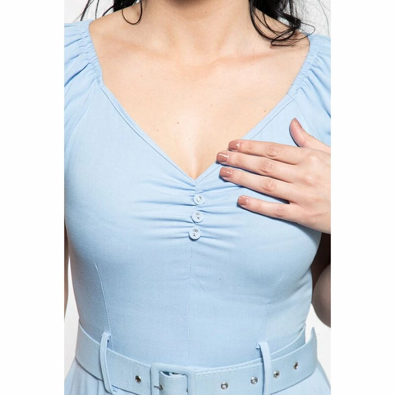 Queen Kerosin Swing Dress - Mid Blue 4 Queen Kerosin Swing Dress - Mid Blue - Image 4