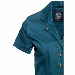 Queen Kerosin Swing Dress - Workwear Petrol 7 Queen Kerosin Swing Dress - Workwear Petrol -The Rock Shop - shop queen kerosin swing dress workwear petrol3