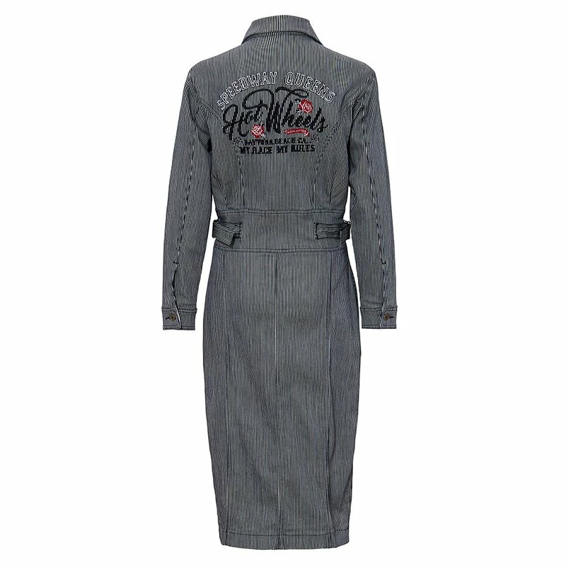Queen Kerosin Workwear Dress - Speedway Queens Striped 2 Queen Kerosin Workwear Dress - Speedway Queens Striped - Image 2
