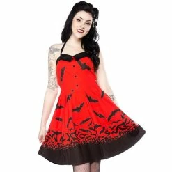 The Rock Shop - shop -The Rock Shop - shop sourpuss neckholder dress spooksville dress red 32