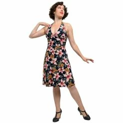 Steady Clothing Halter Dress - Tropical Navy -The Rock Shop - shop steady clothing halter dress tropical navy3