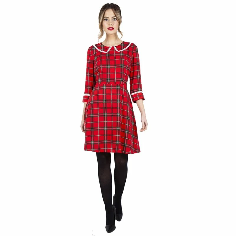 Voodoo Vixen Tartan Dress - Harley Shadow Red 1 Voodoo Vixen Tartan Dress - Harley Shadow Red