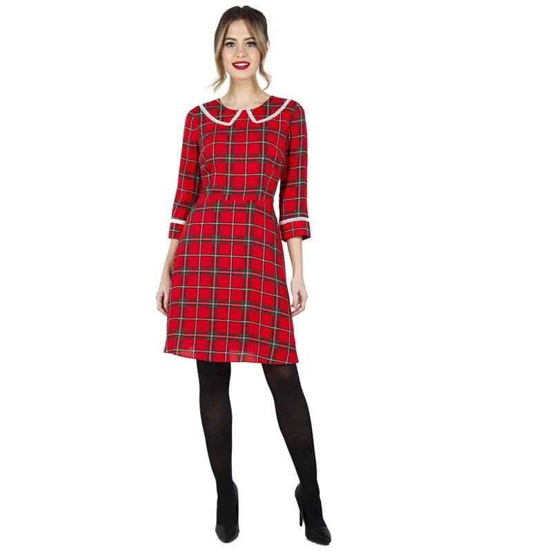 Voodoo Vixen Tartan Dress - Harley Shadow Red 2 Voodoo Vixen Tartan Dress - Harley Shadow Red - Image 2