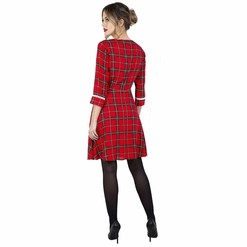 Voodoo Vixen Tartan Dress - Harley Shadow Red 3 Voodoo Vixen Tartan Dress - Harley Shadow Red - Image 3