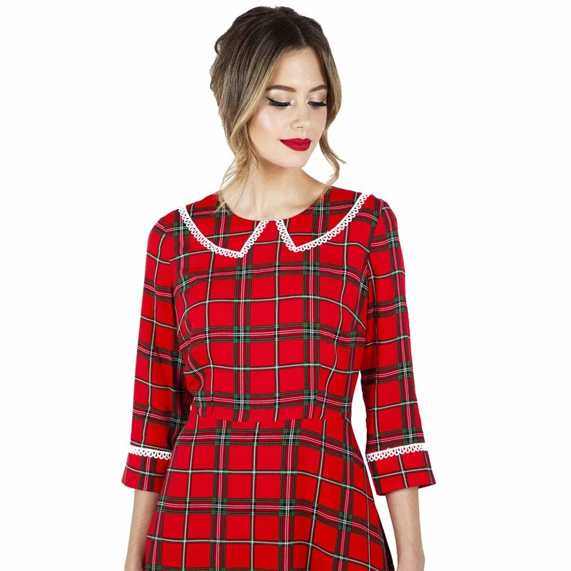 Voodoo Vixen Tartan Dress - Harley Shadow Red 4 Voodoo Vixen Tartan Dress - Harley Shadow Red - Image 4