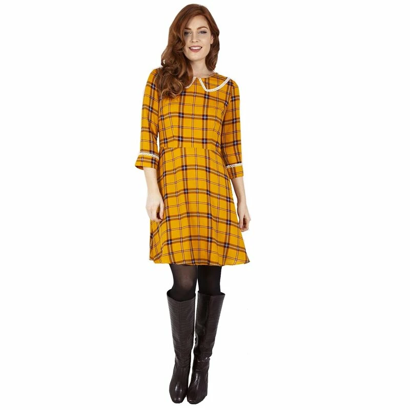 Voodoo Vixen Tartan Dress - Harley Shadow Yellow 1 Voodoo Vixen Tartan Dress - Harley Shadow Yellow