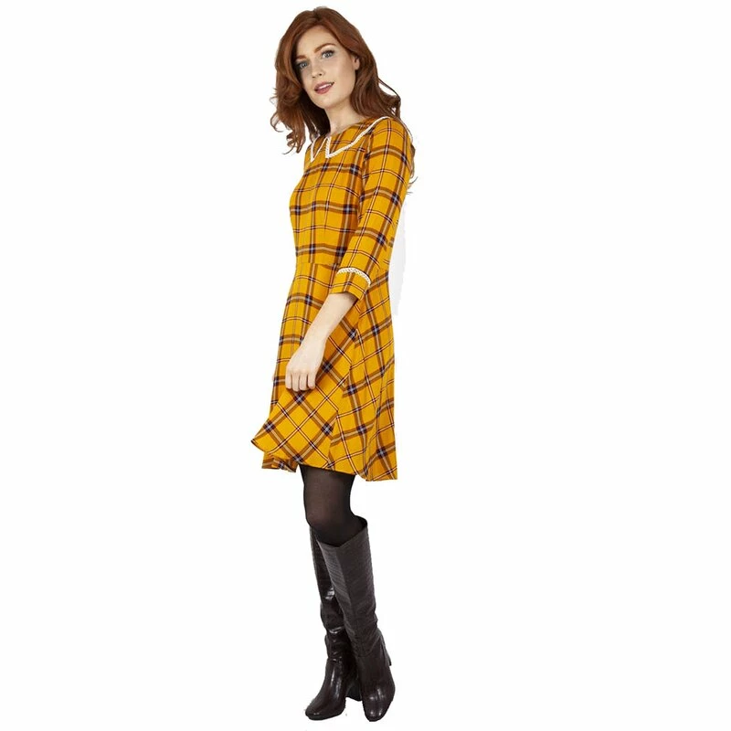 Voodoo Vixen Tartan Dress - Harley Shadow Yellow 3 Voodoo Vixen Tartan Dress - Harley Shadow Yellow - Image 3